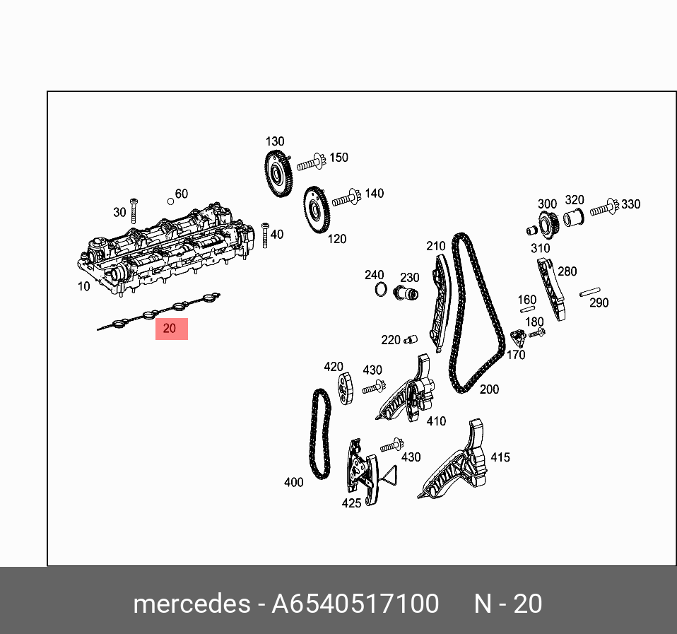 Прокладка корпуса распредвалов - Mercedes A6540517100