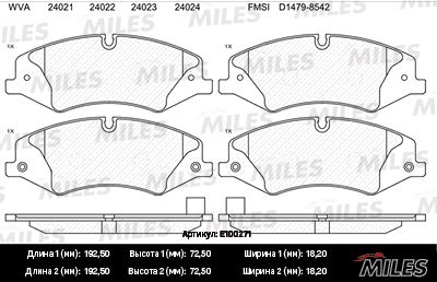 Колодки тормозные land rover discovery 09-/range rover sport 09- передние - Miles E100271