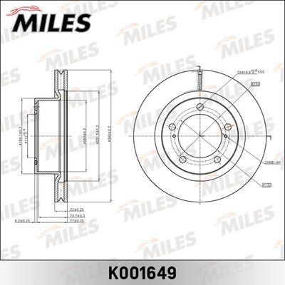 Диск тормозной toyota land cruiser j200/lexus lx570 08- передний вент.D=340мм. - Miles K001649