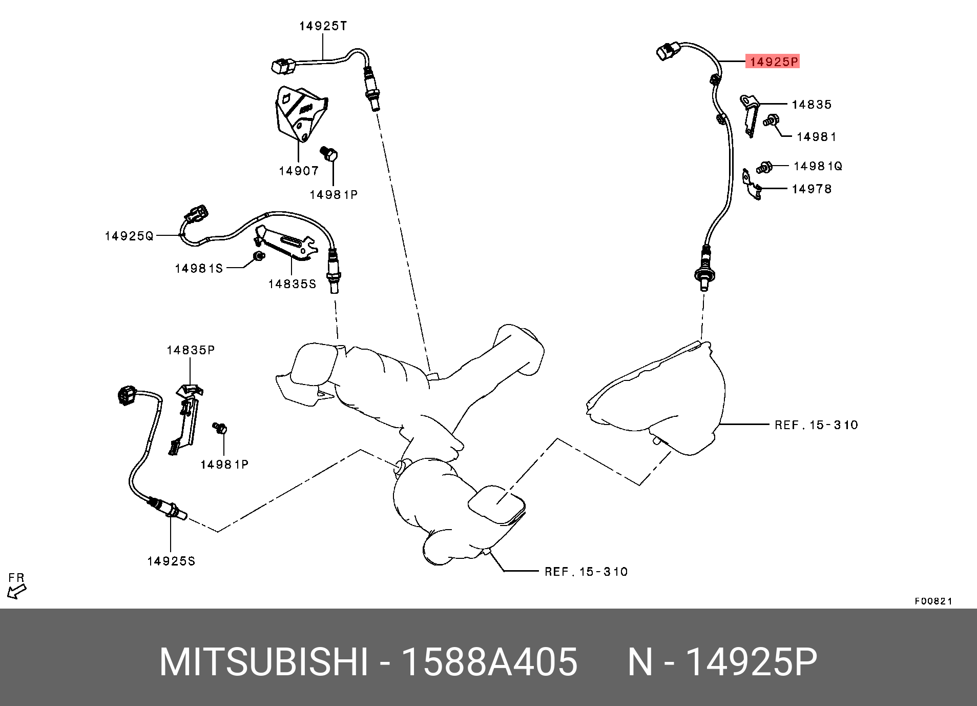 Датчик кислородный,двигателя - Mitsubishi 1588A405