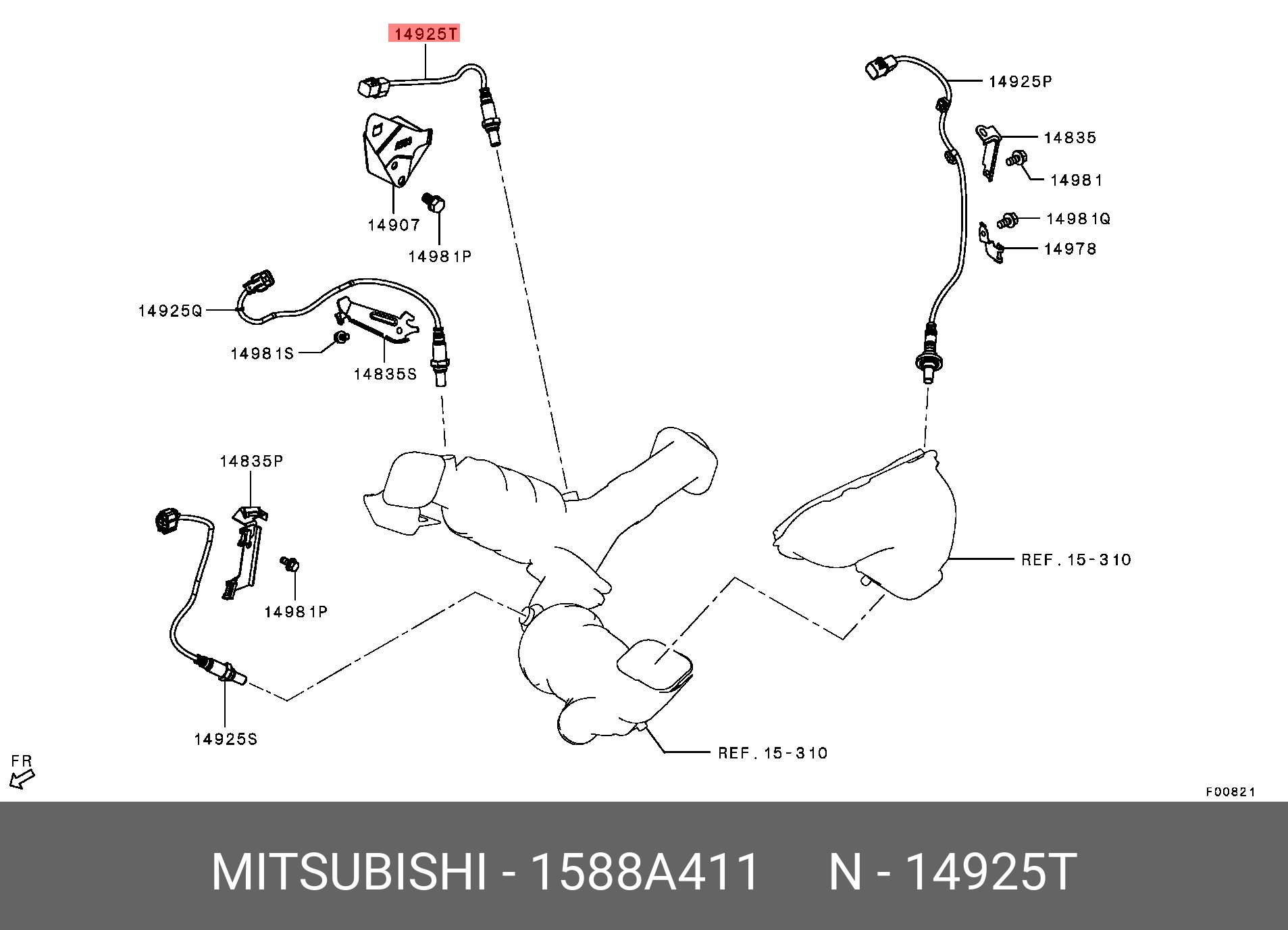 Датчик кислородный,двигателя - Mitsubishi 1588A411