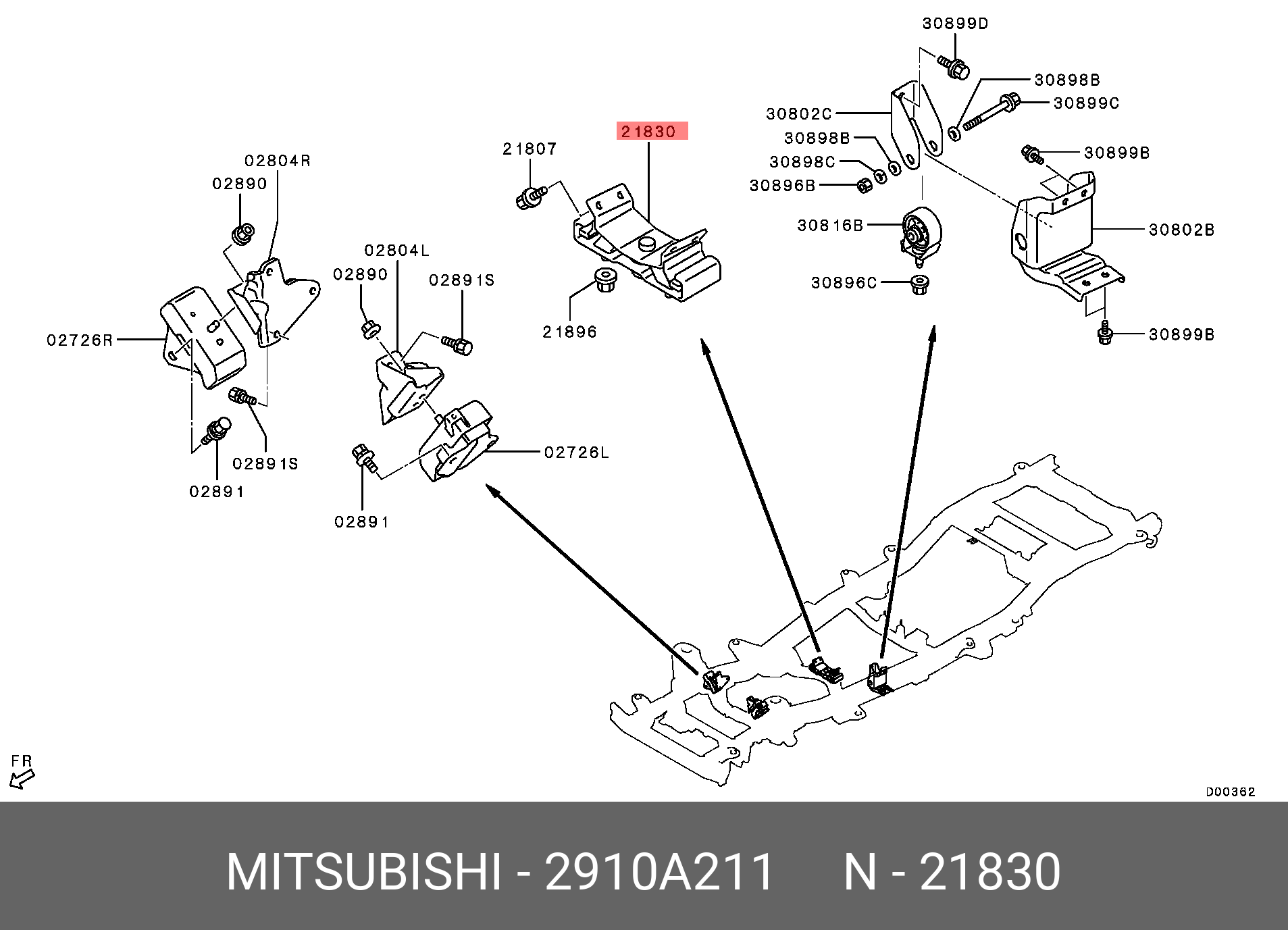 Подушка крепления трансмиссии - Mitsubishi 2910A211