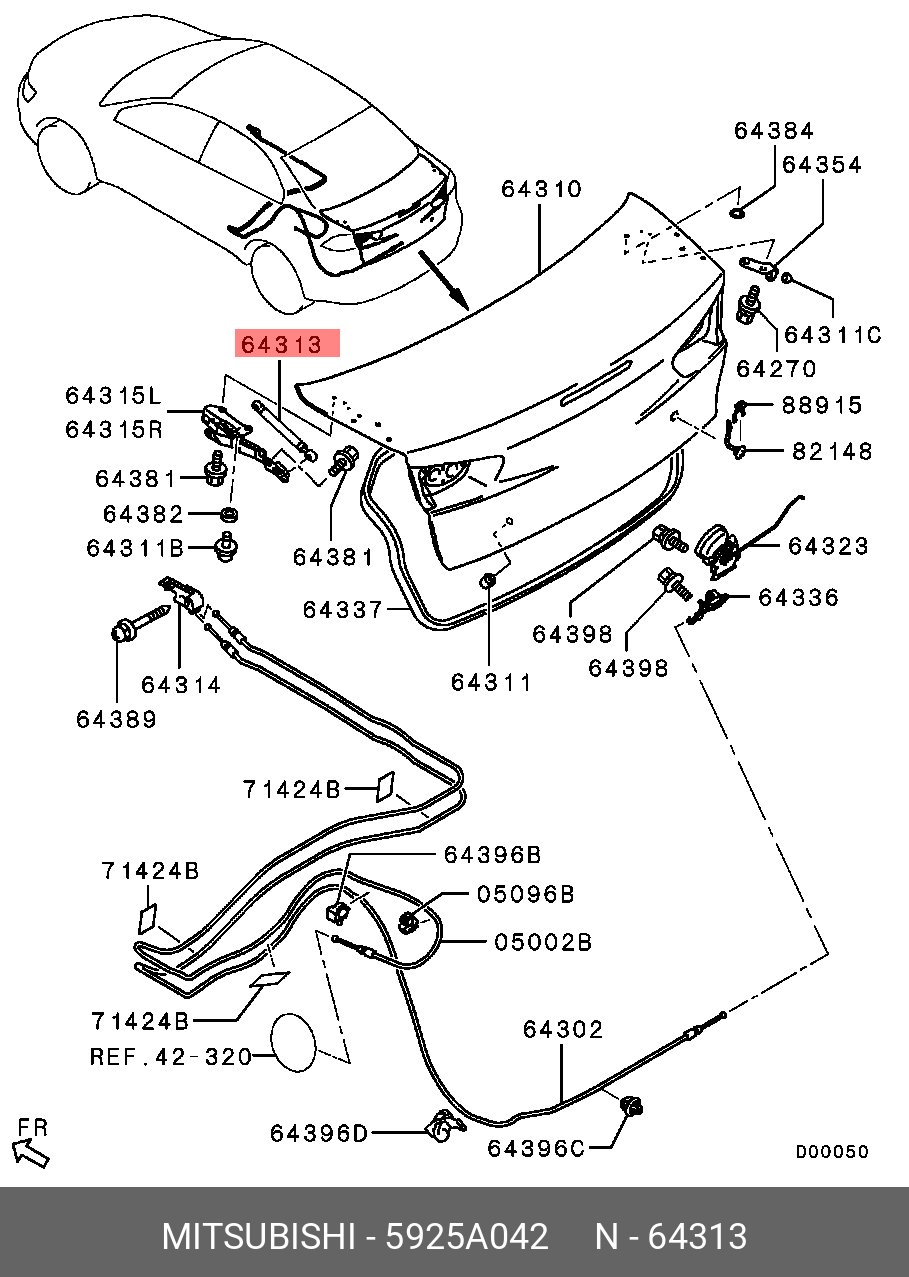 Амортизатор крышки багажника - Mitsubishi 5925A042