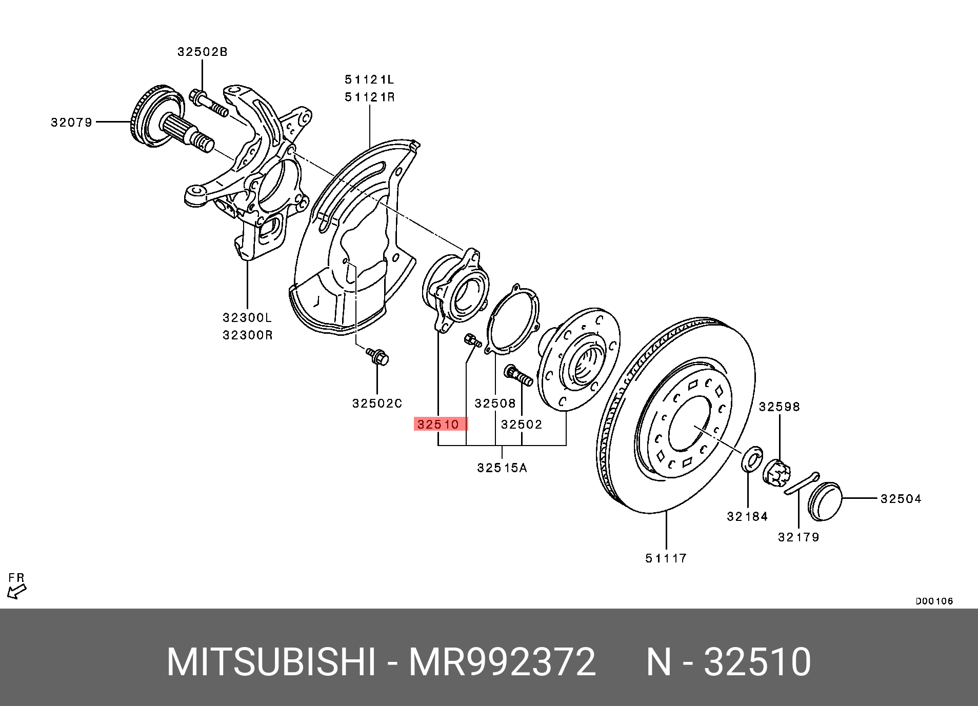 Комплект подшипника ступицы колеса | перед | - Mitsubishi MR992372