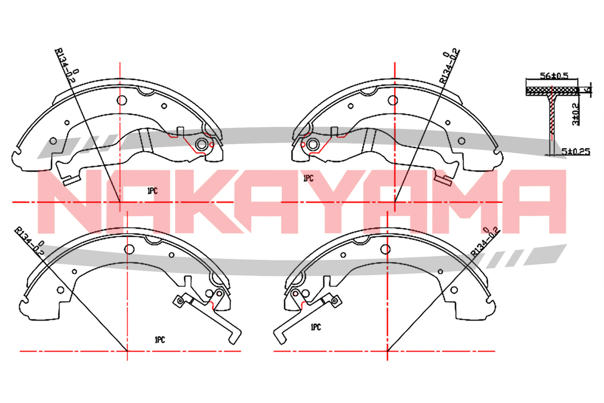 Колодки тормозные барабанные задние vw transporter - Nakayama HS7120NY