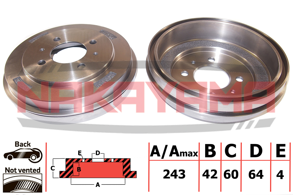 Тормозной барабан задний mitsubishi colt 02-, lancer 00- (203,2x4) - Nakayama Q4913