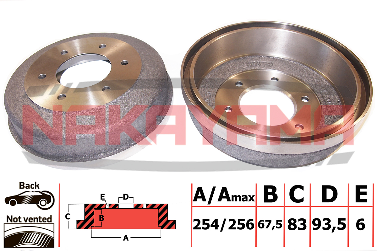 Тормозной барабан задний mitsubishi l 200 86-05, l 300 83-02, pajero 88-95 (254x6) - Nakayama Q4914