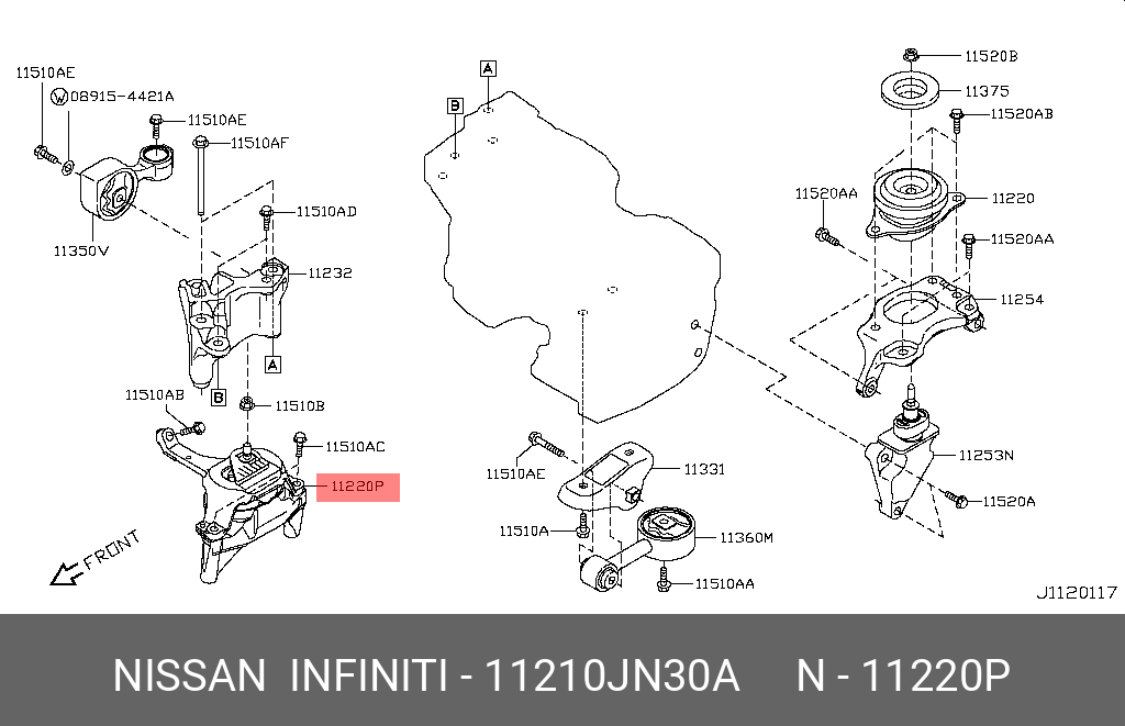 Подушка двигателя - Nissan 11210-JN30A