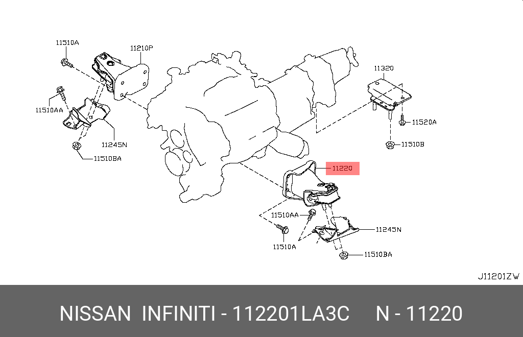 Подушка двигателя - Nissan 11220-1LA3C
