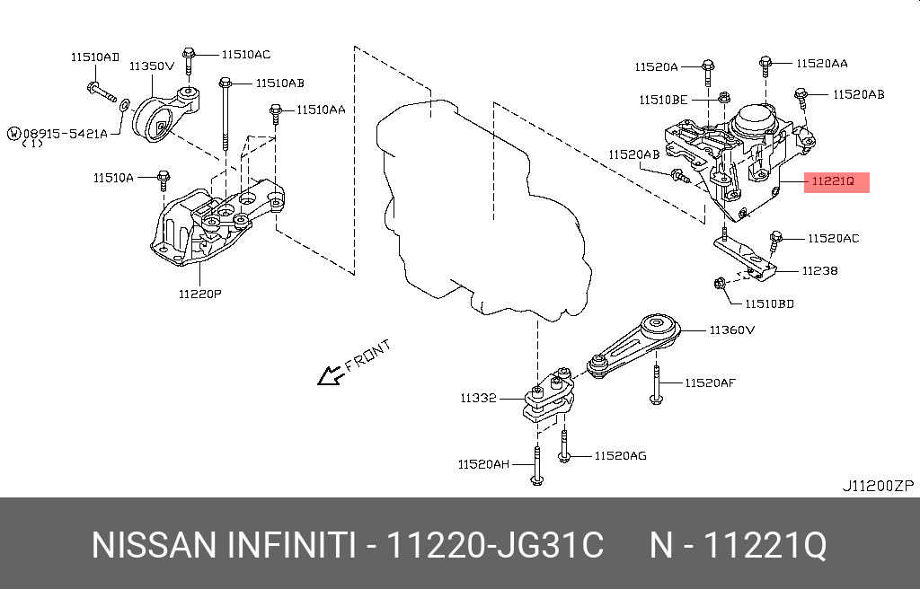 Опора двигателя - Nissan 11220-JG31C