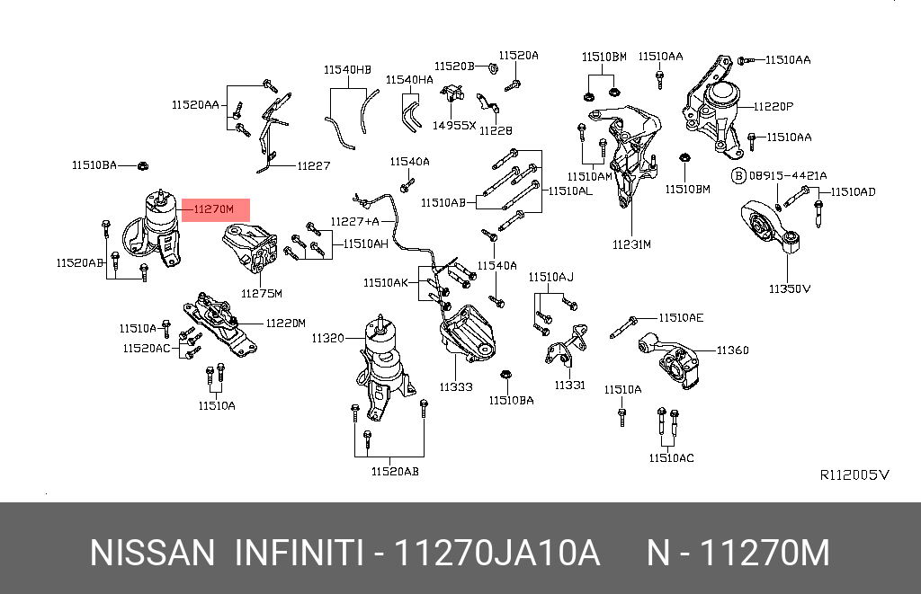 Подушка двигателя - Nissan 11270-JA10A