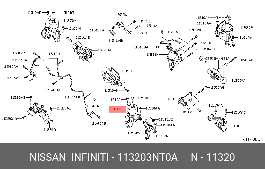 Подушка двигателя - Nissan 11320-3NT0A