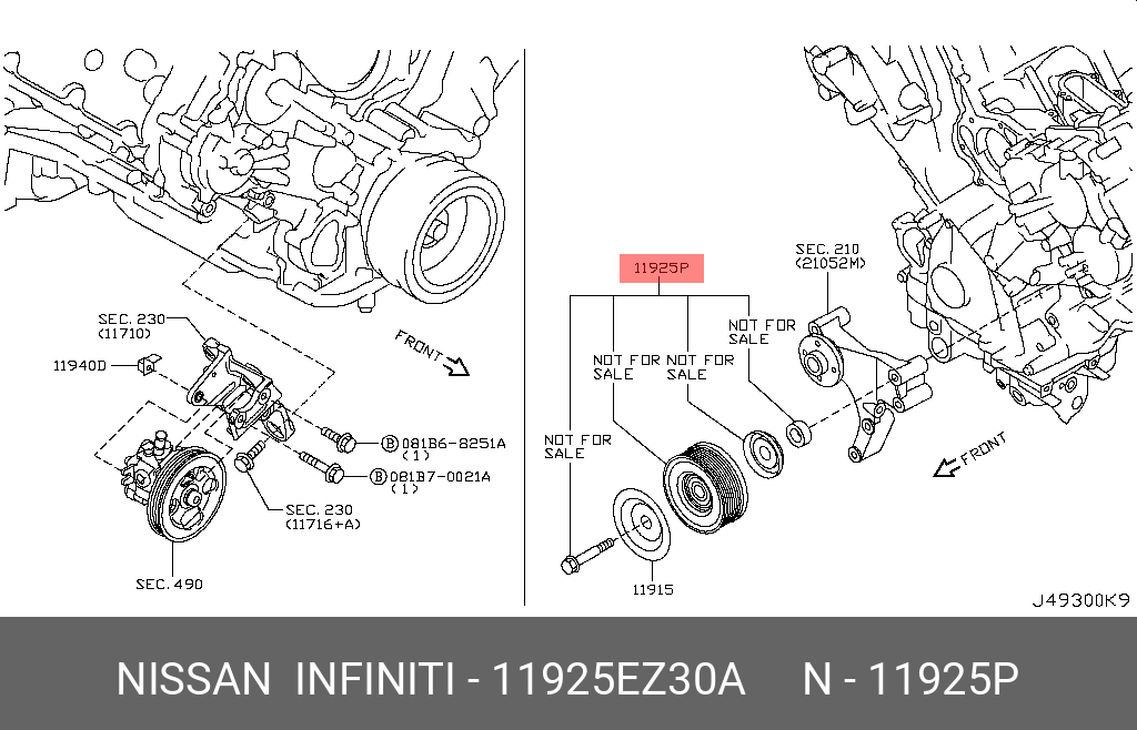 Ролик - Nissan 11925-EZ30A