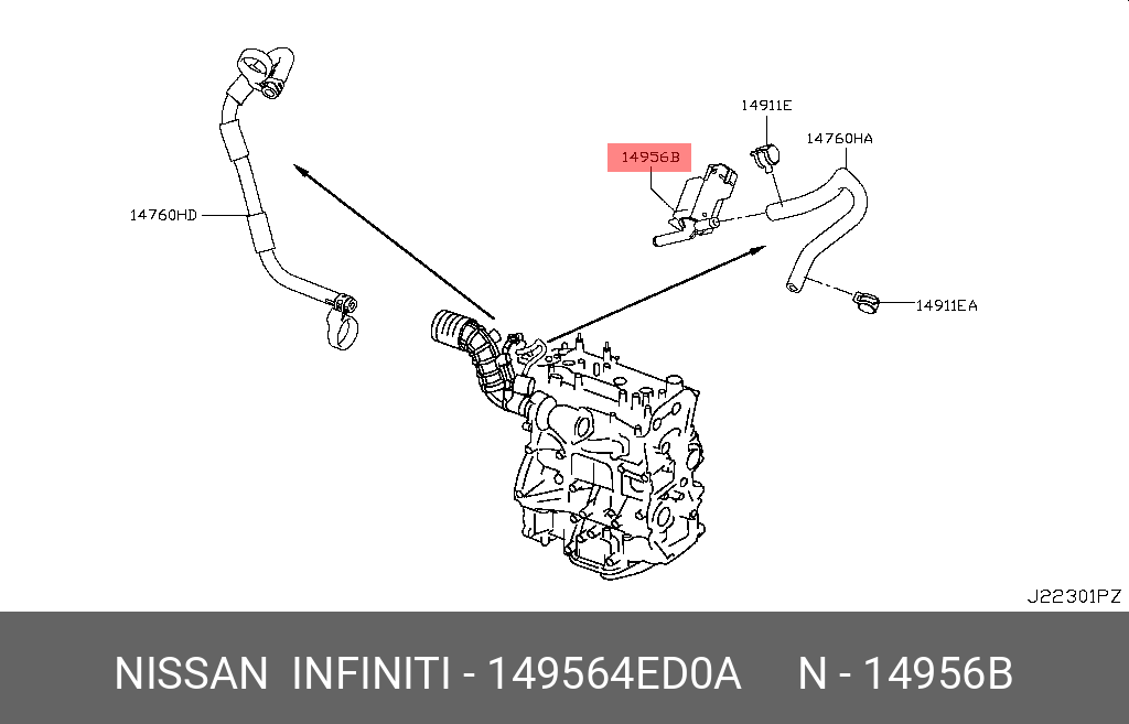 Клапан электромагнит - Nissan 14956-4ED0A