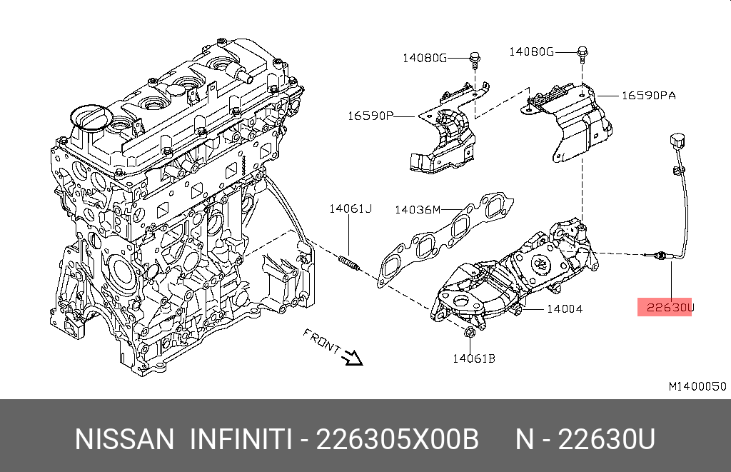 Кислородный датчик b1/intake air temp - Nissan 22630-5X00B