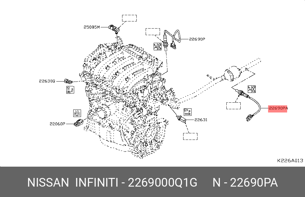 Кислородный датчик  - Nissan 22690-00Q1G