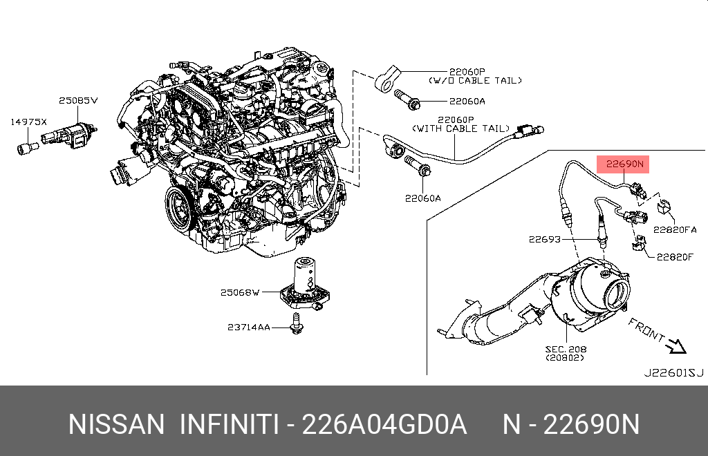 Датчик кислородный Nissan 226A0-4GD0A