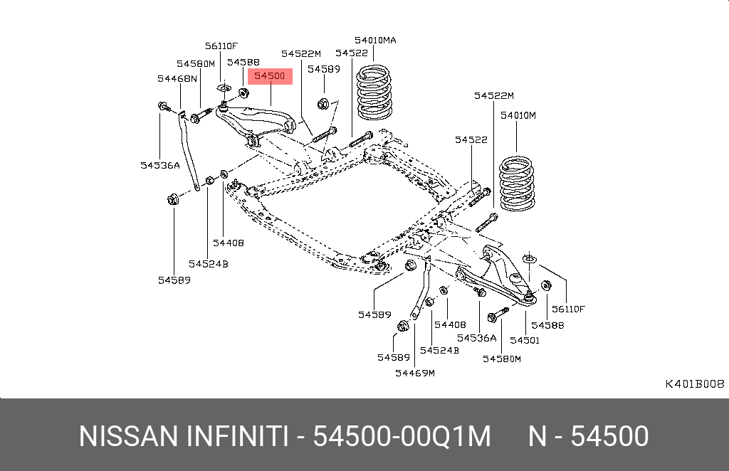 Рычаг передний правый - Nissan 54500-00Q1M