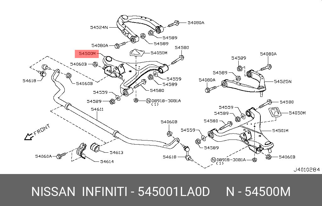 Рычаг подвески нижний rh - Nissan 54500-1LA0D
