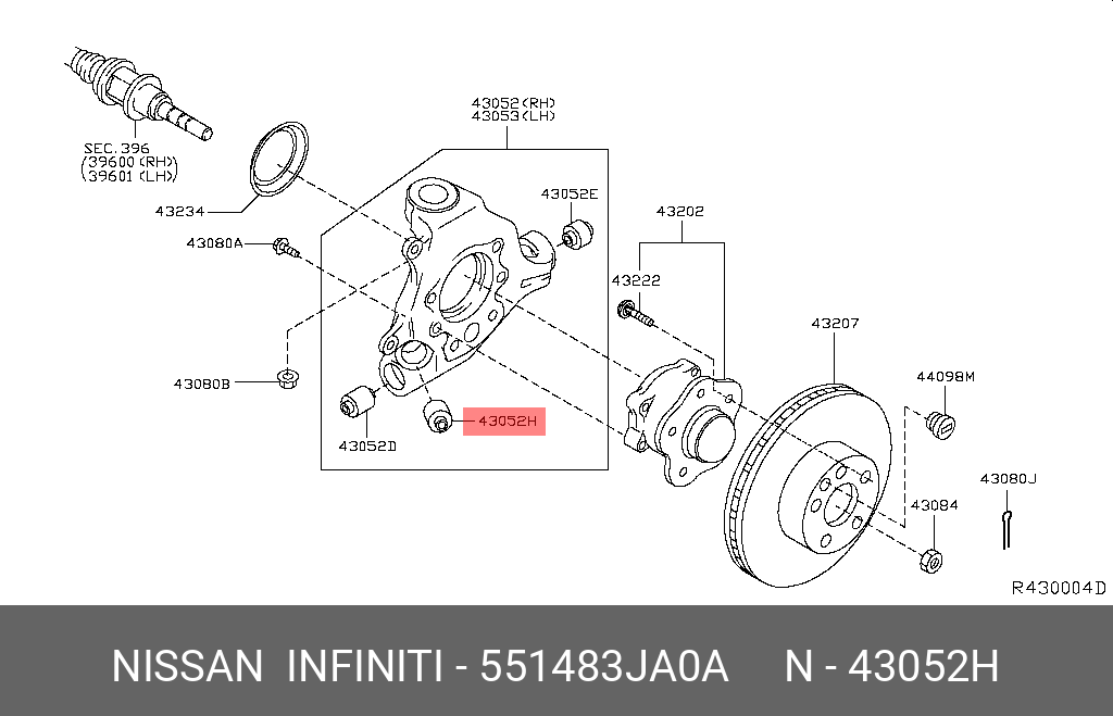 Сайлентблок рычага подвески - Nissan 55148-3JA0A