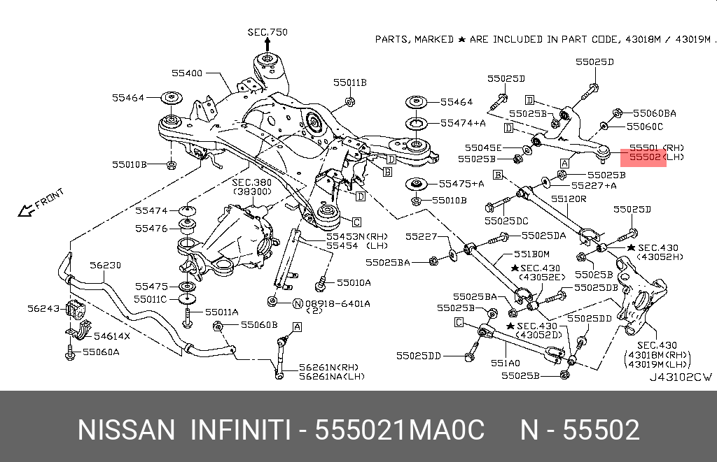 Рычаг подвески - Nissan 55502-1MA0C