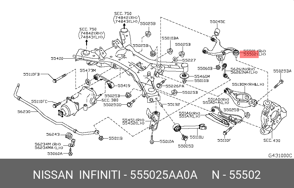 Рычаг подвески в сбо - Nissan 55502-5AA0A