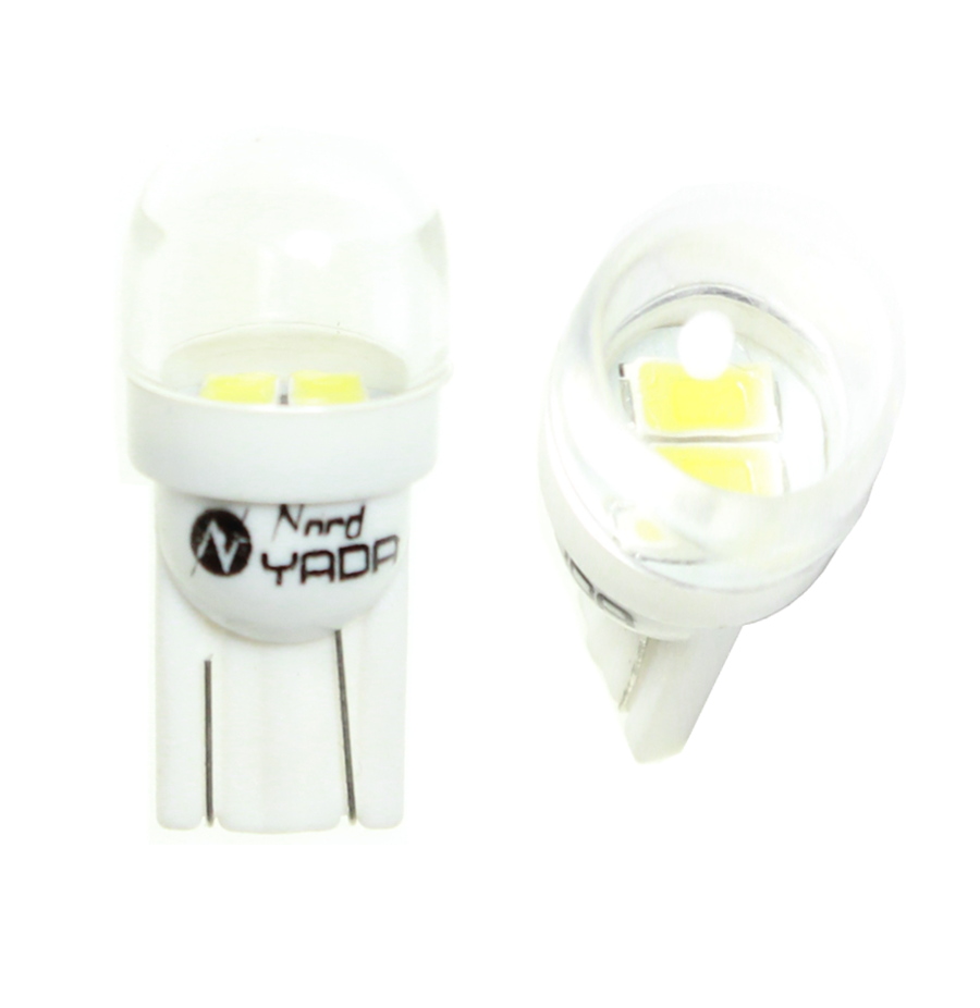 T10 2smd (size 5630) в колбе (шар) 0.4w 24lm W2,1x9,5d (white) 12V - Nord Yada 903857