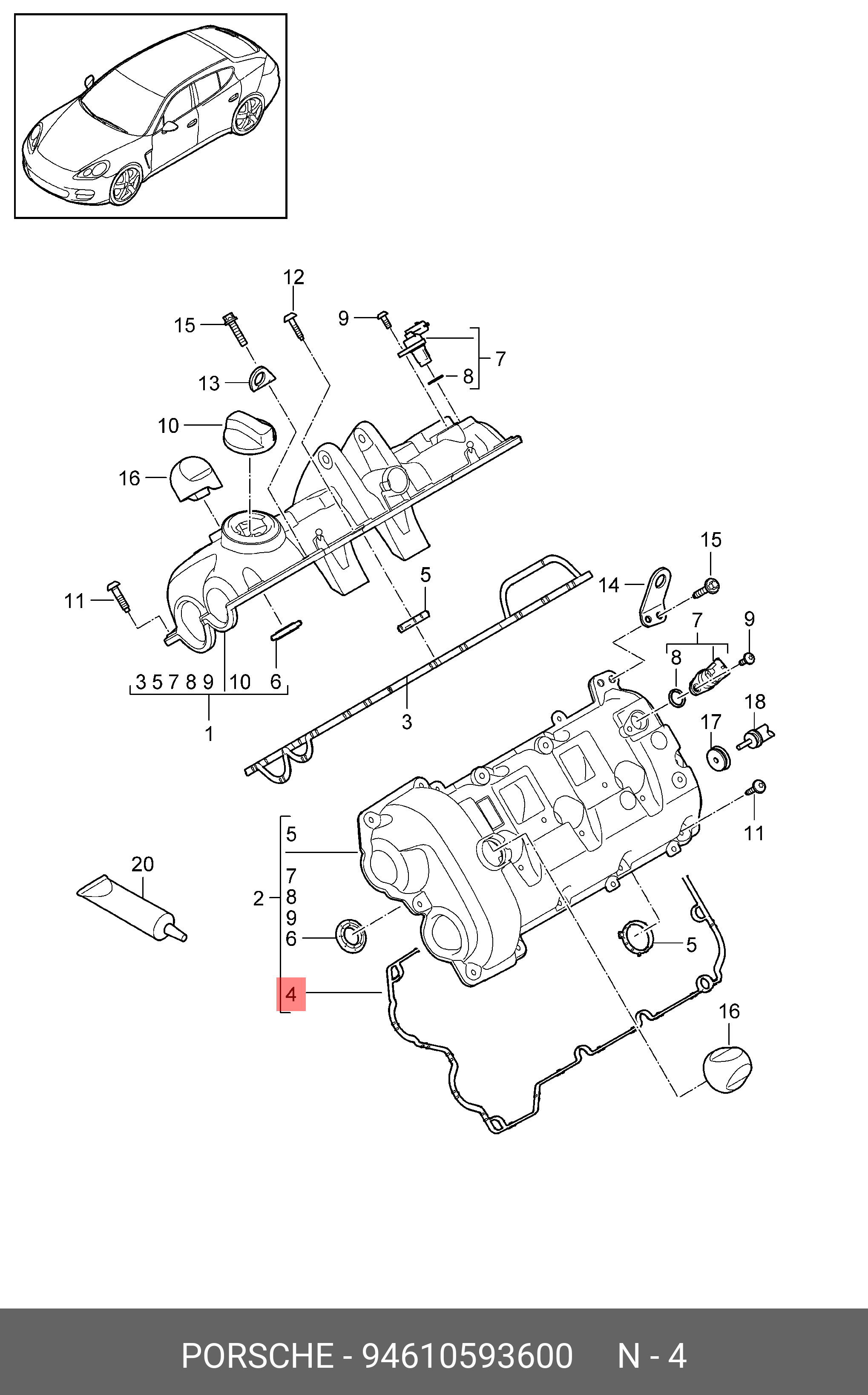 Прокладка уплотнительная_wс22 - Porsche 94610593600