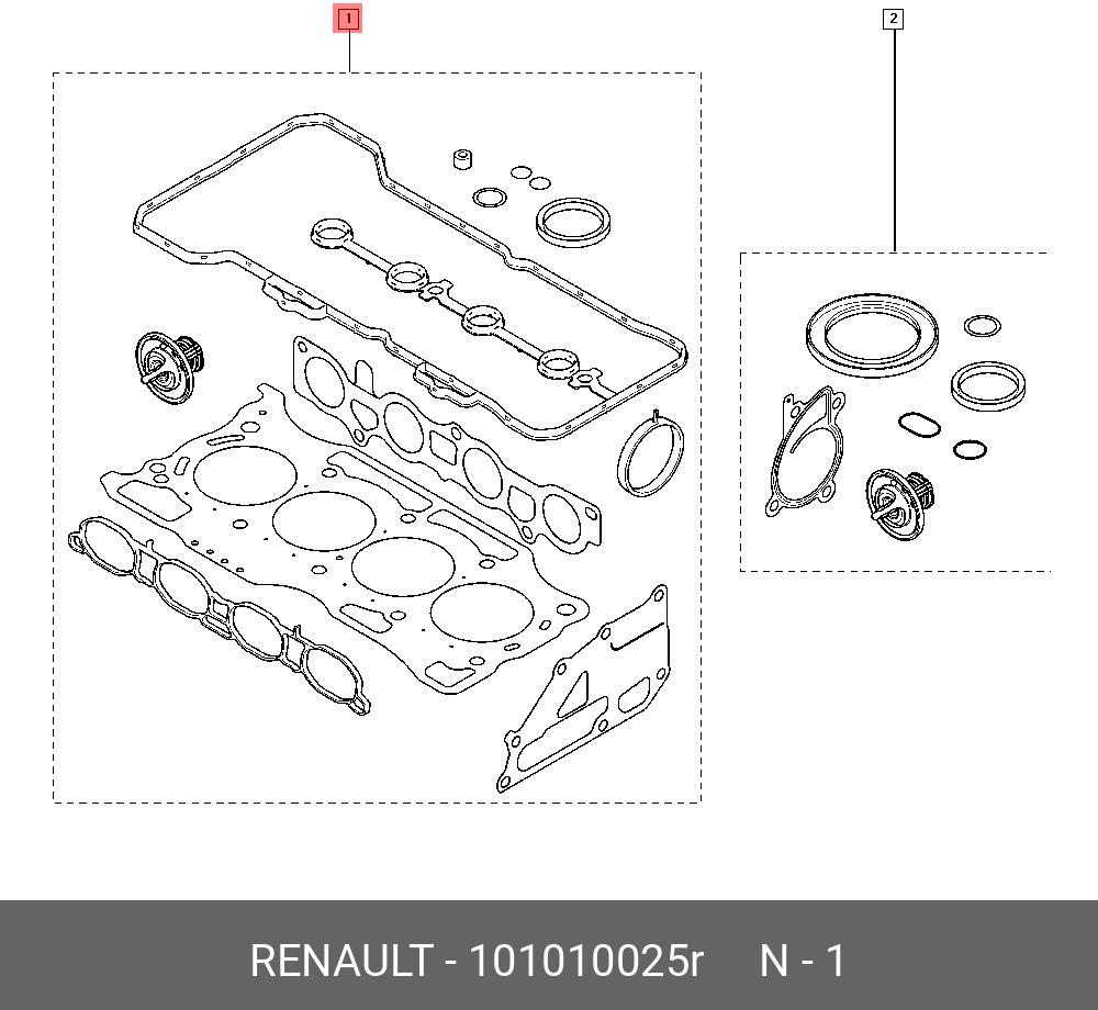 Комплект прокладок головки блока цилиндров - Renault 101010025R