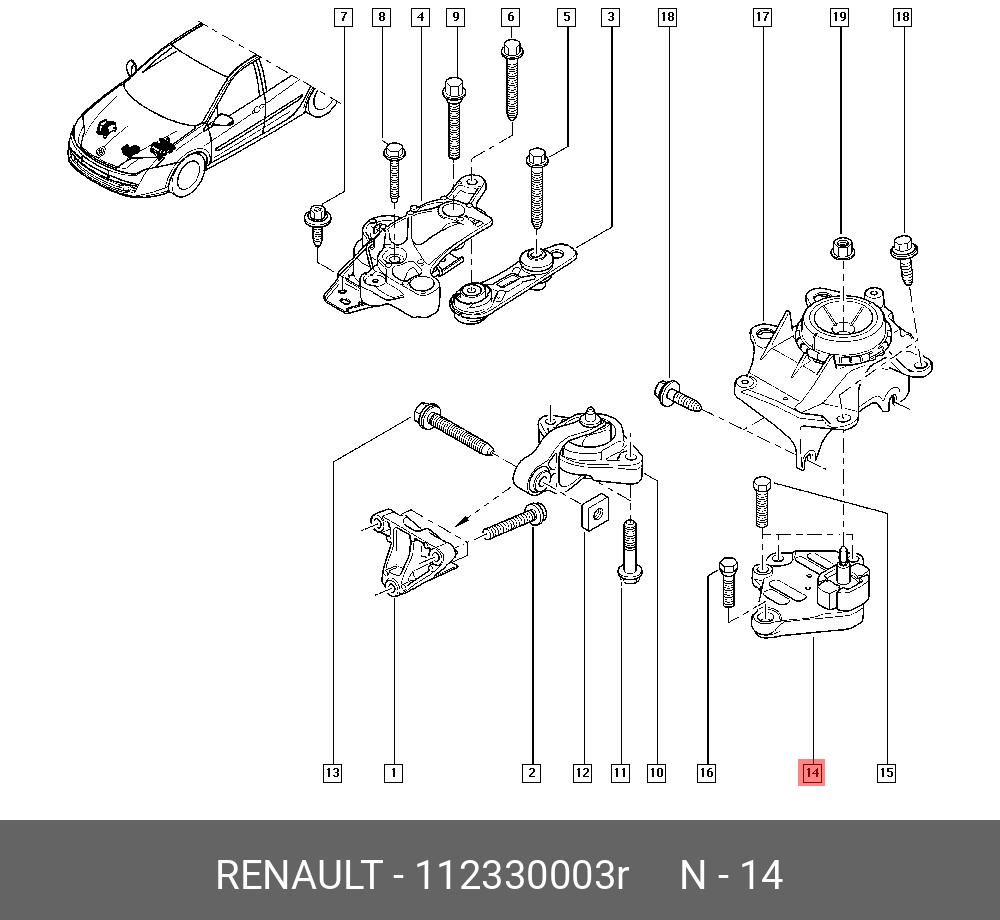 Опора кпп нижняя часть - Renault 112330003R