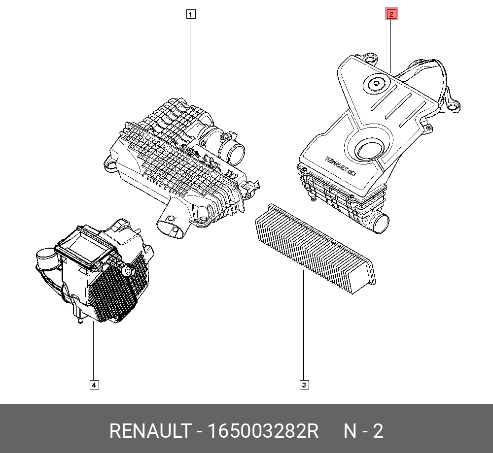 Корпус воздушного фильтра в сборе (плас) - Renault 165003282R