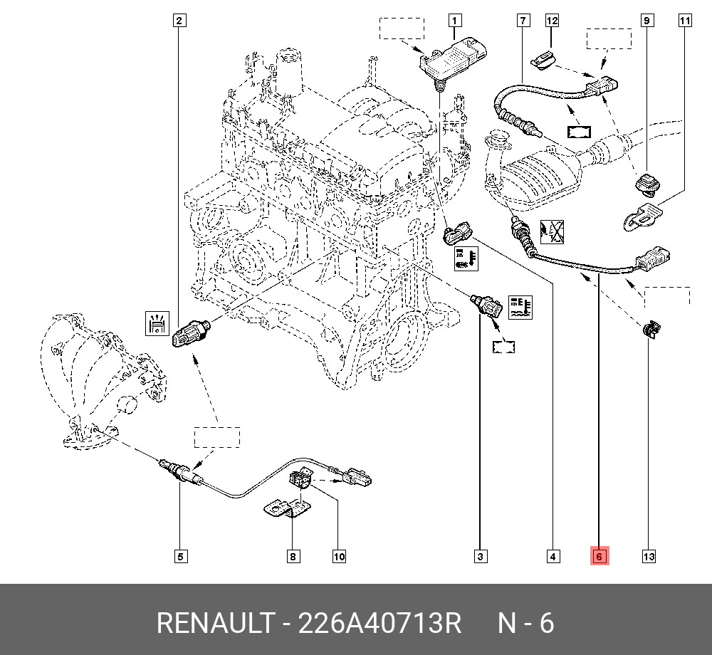 Датчик кислородный - Renault 226A40713R
