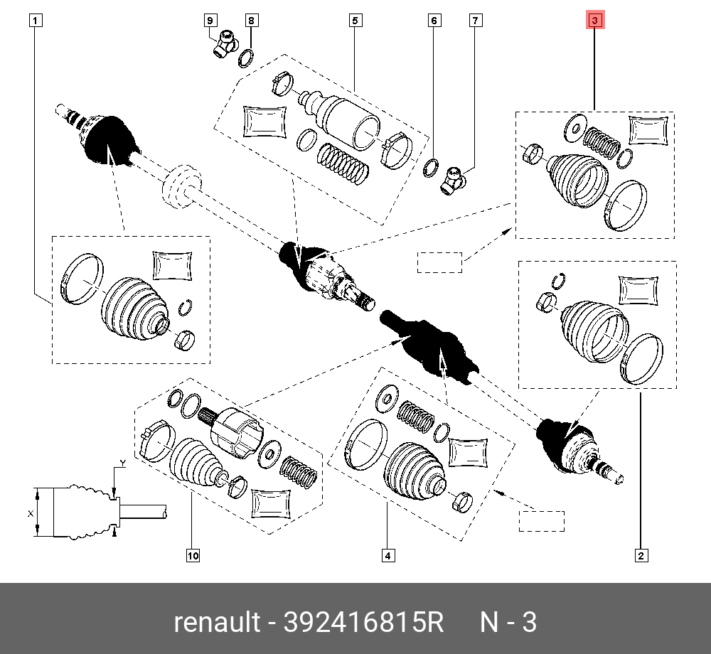 Пыльник ШРУСа внутренний правый комплект - Renault 392416815R