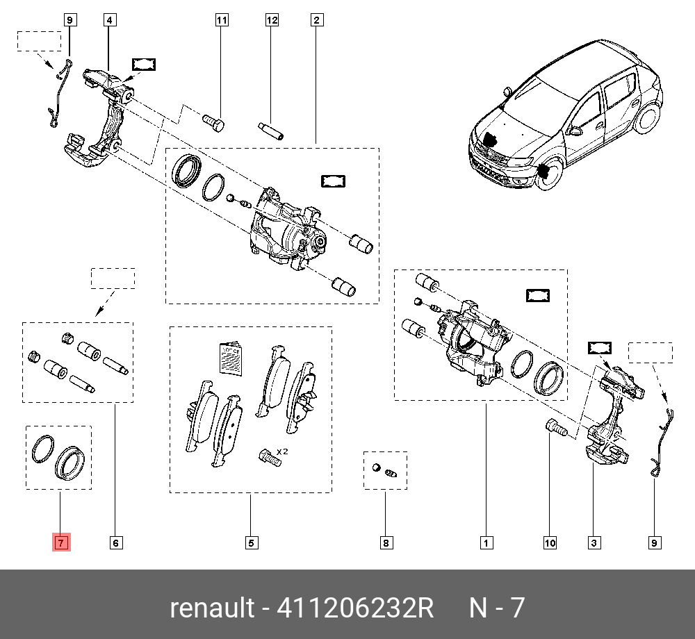Ремкомплект тормозного суппорта - Renault 411206232R