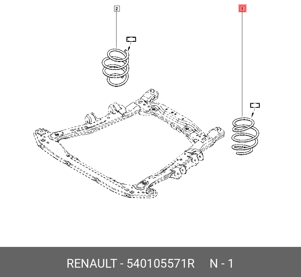 Пружина ходовой части | перед | - Renault 540105571R