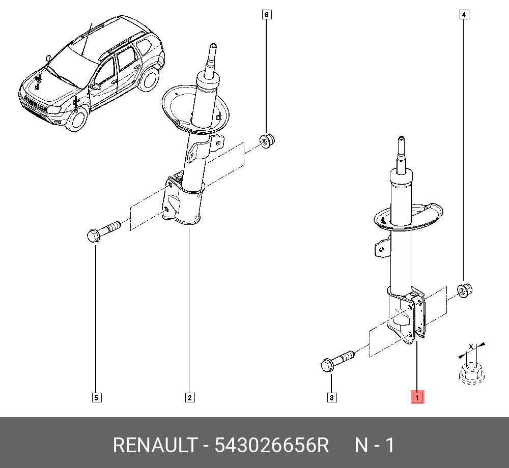 Амортизатор передний | прав/лев | - Renault 543026656R