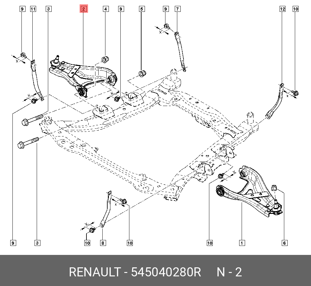 Рычаг передн подвески прав | перед прав | - Renault 545040280R