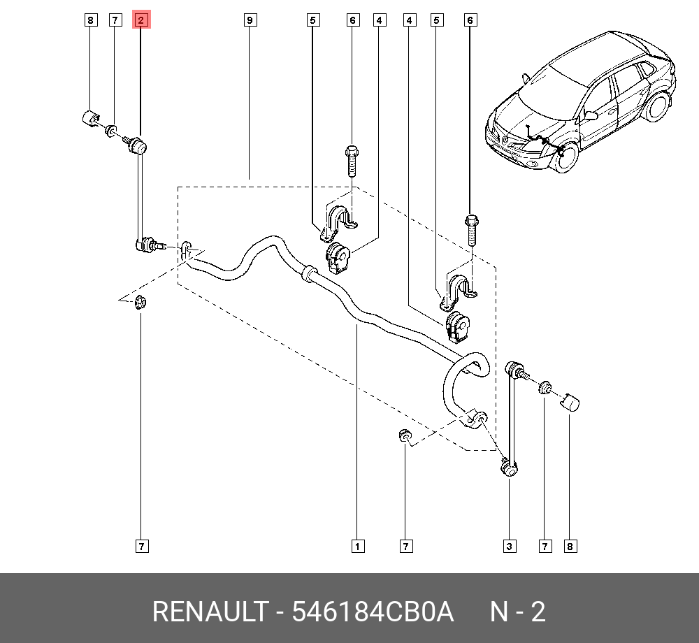 Стойка стабилизатора | перед прав | - Renault 546184CB0A