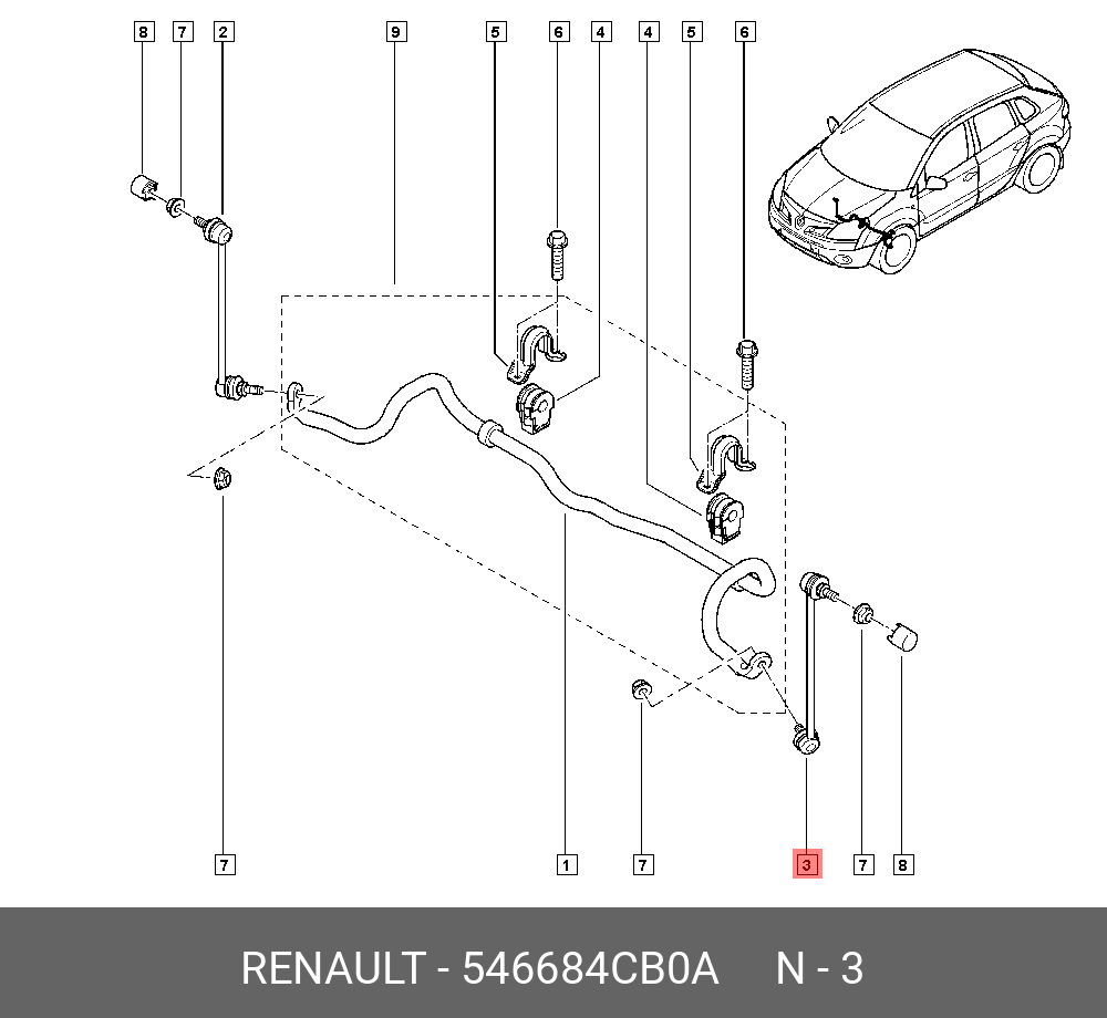 Стойка стабилизатора | перед лев | - Renault 546684CB0A