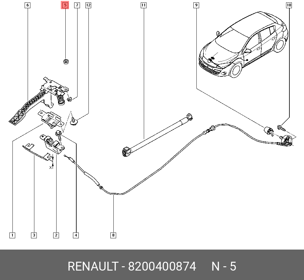 Упор двери багажника (плас,рез) - Renault 8200400874