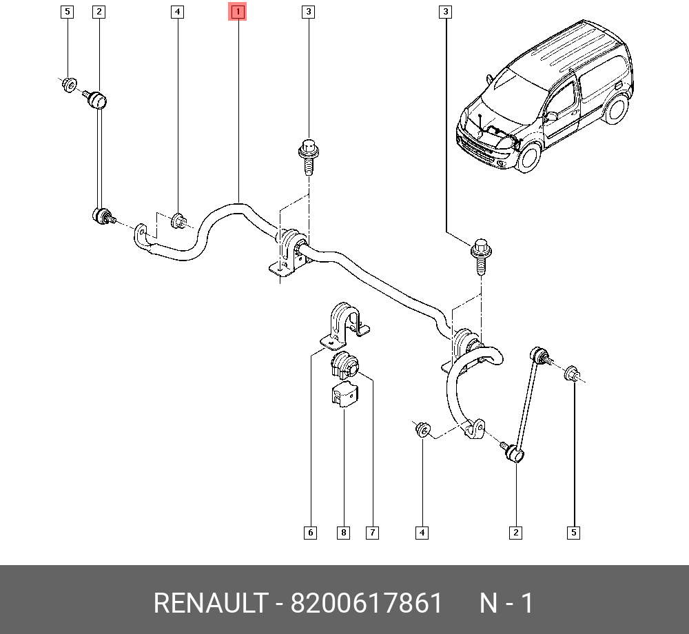 Стабилизатор поперечн устойчивости - Renault 8200617861