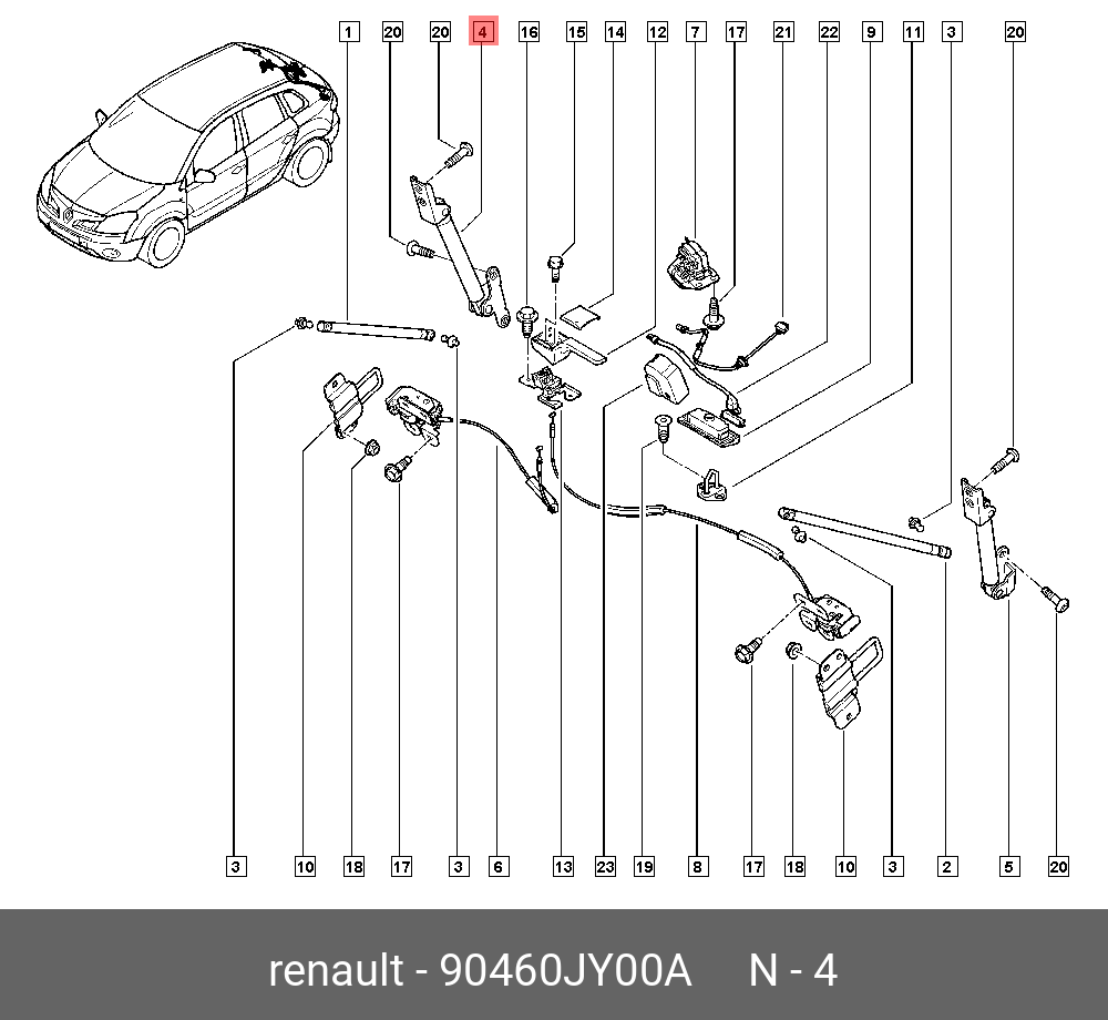 Упор крышки багажника прав. - Renault 90460JY00A
