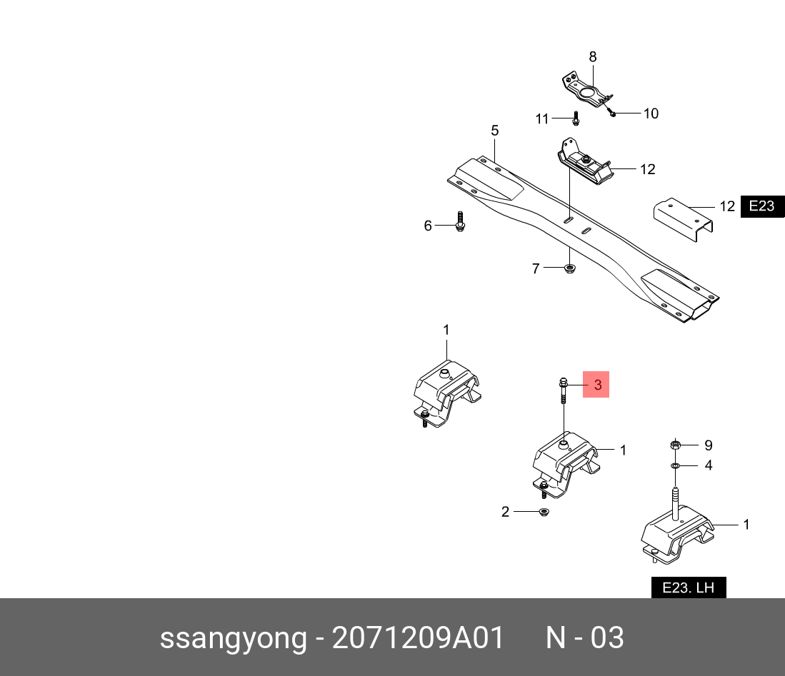 Опора двигателя - Ssangyong 2071209A01