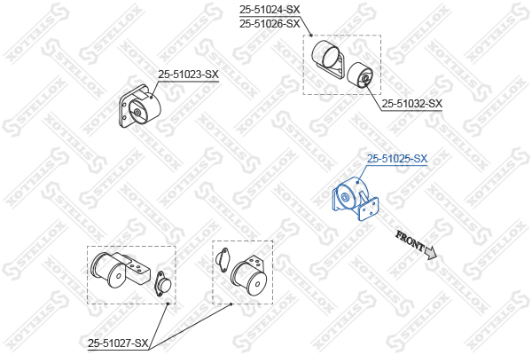Подушка ДВС пер. Hyundai Accent 1.3 99> | перед прав | - Stellox 2551025SX