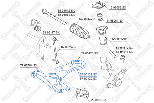 Рычаг л. Toyota RAV 4 ii/iii all 00> | перед лев | - Stellox 57-00121-SX
