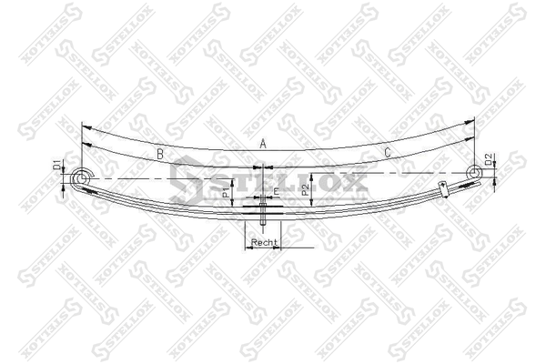 Лист коренной перед 2/30x90x66 937+1093 HCV - Stellox 8457605SX