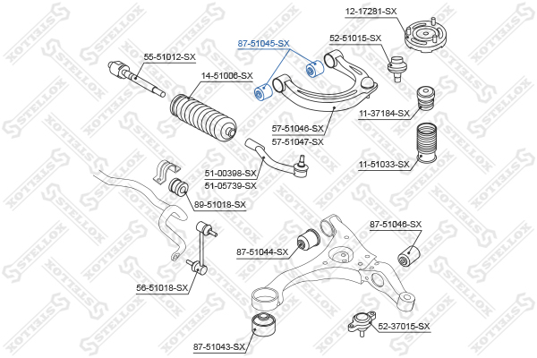 С/б рычага верхн. Hyundai Sonata NF 04> | перед прав/лев | - Stellox 8751045SX