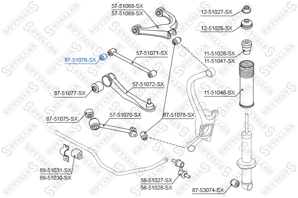 С/б зад. рычага зад. Hyundai Sonata EF | прав/лев | - Stellox 87-51076-SX