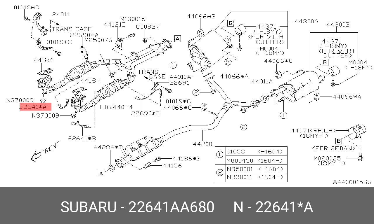 Датчик кислородный - Subaru 22641AA680