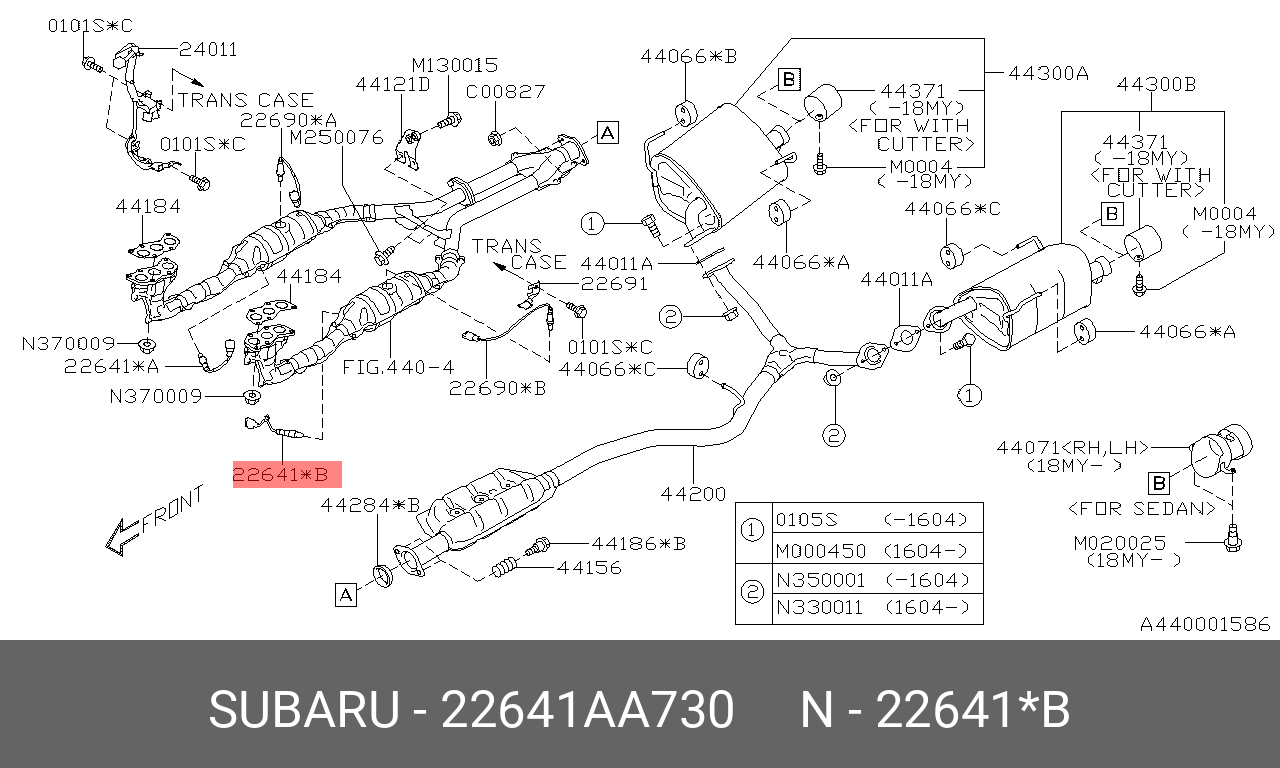 Датчик кислородный - Subaru 22641AA730